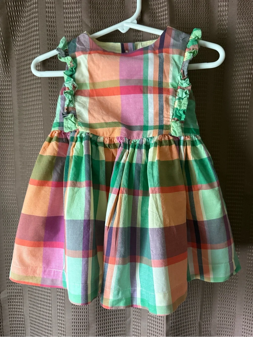 Gymboree Baby Pastel Plaid Ruffle-Sleeve Dress in Mint, Peach & Lavender